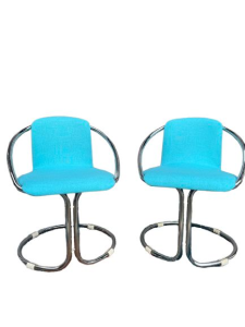 COPPIA SEDIE CROMO TURCHESE