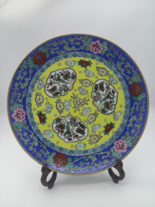 PIATTO DECORATIVO GIAPPONESE GIALLO BLU