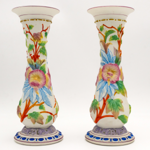 COPPIA VASI IN CERAMICA MOTIVO COLORATO